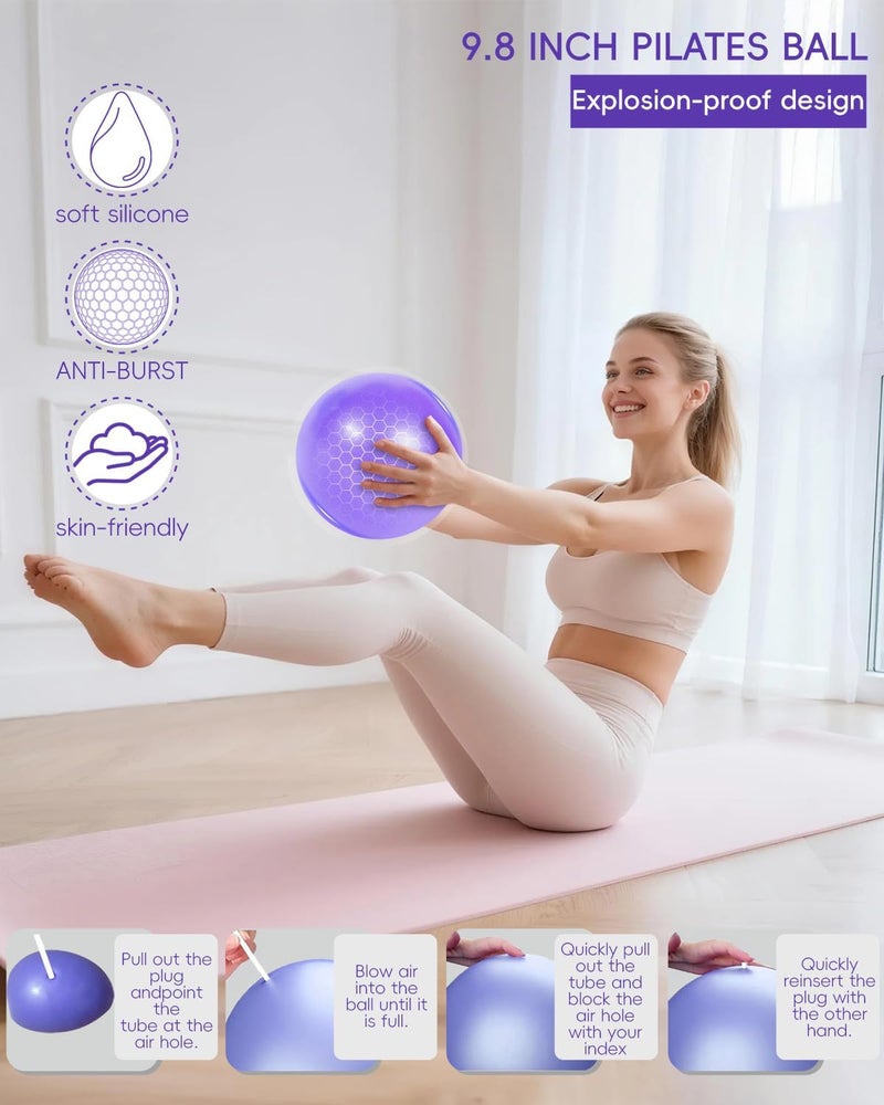 KABCON Pilates Kit for Home, Women Beginners Workout Essentials Set with 13" Ring, 9.8" Ball, Resistance Bands & Guide, 13/14/16 PCS Compact Pilates Equipment - Image 4